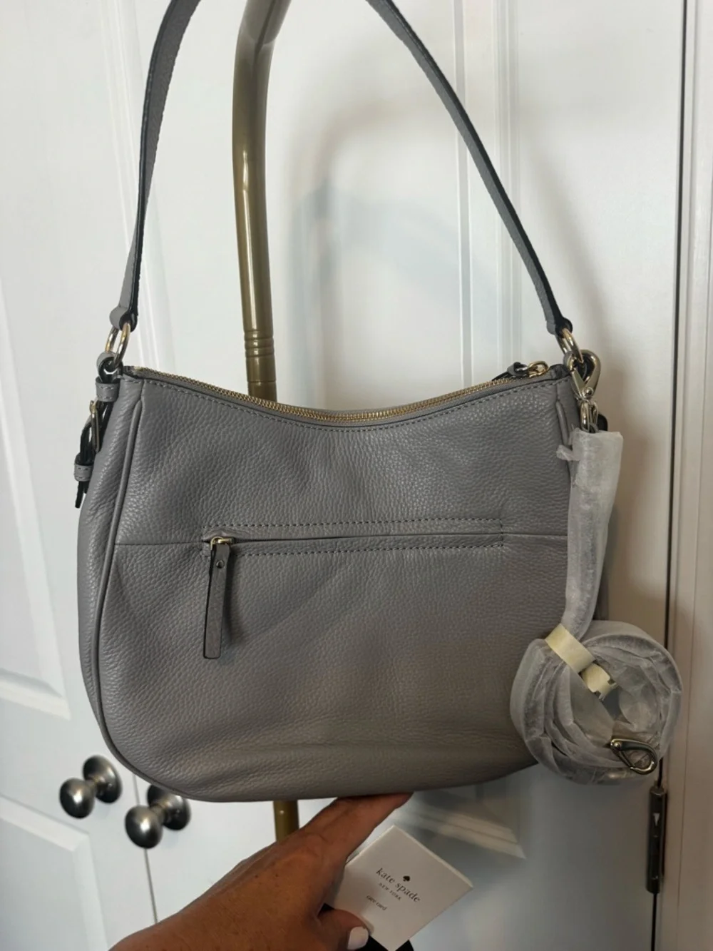 Kate Spade New York Staci Pebble Leather Shoulder Bag – Grey NWOT
